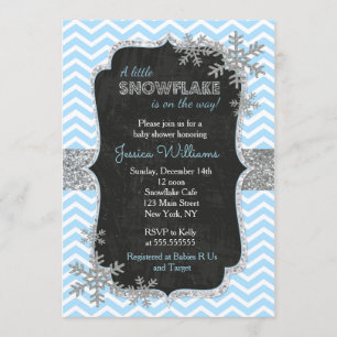 Blue Snowflake Baby Shower Invitations