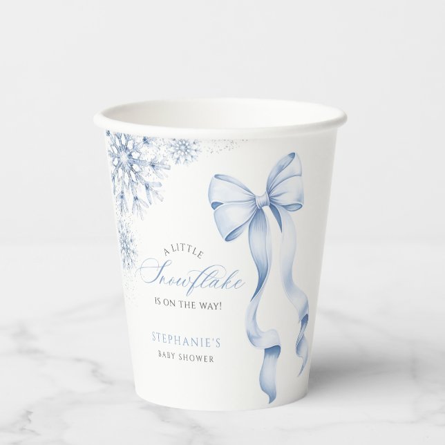 Blue Snowflake Baby Shower Paper Cups (Front)