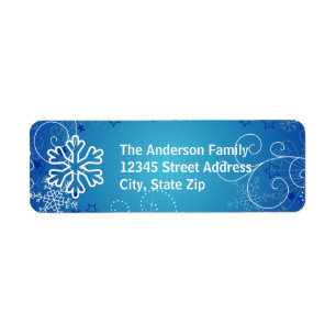 Blue Snowflake Background - Return Address Label