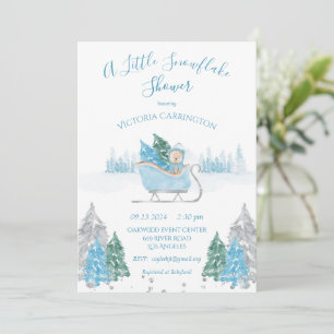 Blue Snowflake Bear Baby Shower Invitation