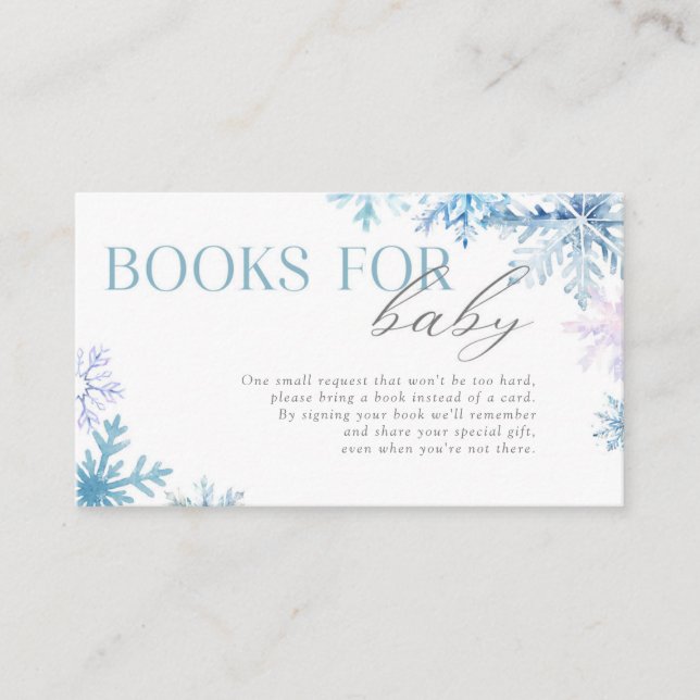 Blue Snowflake Books for Baby Insert Card 3.5x2 (Front)