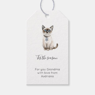 Blue Snowflake Cat Christmas   Gift Tags