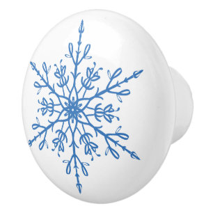 Blue Snowflake Ceramic Knob