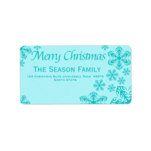 blue Snowflake Christmas address label