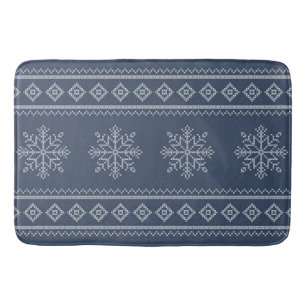 Blue snowflake christmas craft design bath mat