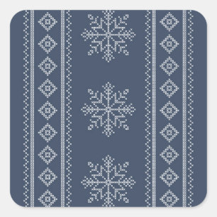 Blue snowflake christmas craft design square sticker