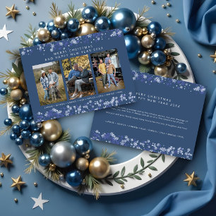 Blue Snowflake Christmas Modern Collage 3 Photos