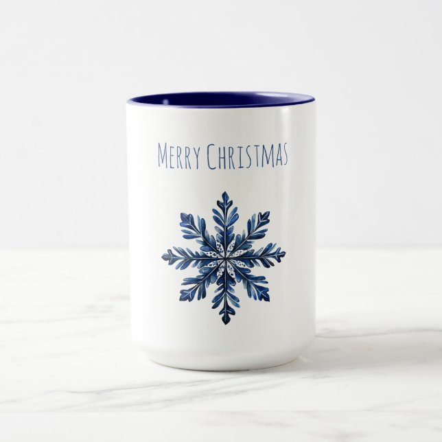 Blue Snowflake Christmas Mug (Center)