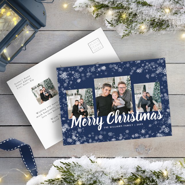 Blue Snowflake Christmas Postcard (Blue Snowflake Christmas Postcard
)