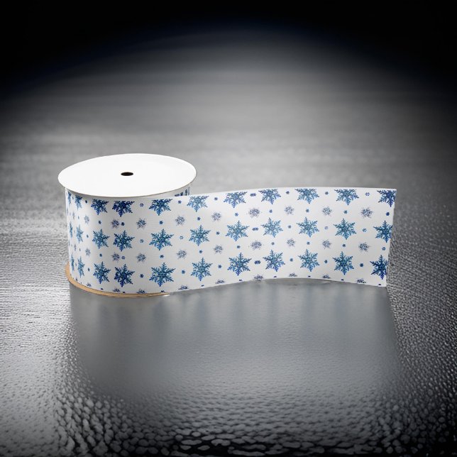 Blue Snowflake Christmas Satin Ribbon (Creator Uploaded)