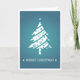 Blue Snowflake Christmas Tree Holiday Card