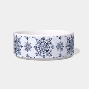 Blue Snowflake Damask Pattern Bowl
