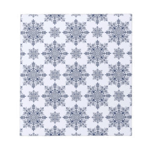 Blue Snowflake Damask Pattern Notepad