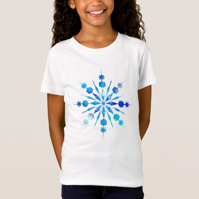 Blue Snowflake Design T-Shirt (Front)