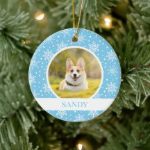 Blue Snowflake Dog Ornament