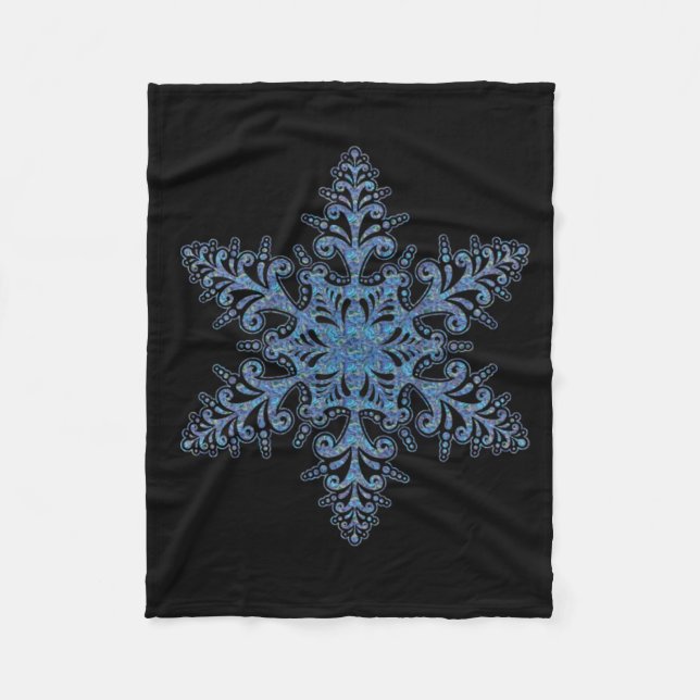 Blue Snowflake Fleece Blanket (Front)