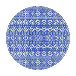 Blue Snowflake & Floral Fair Isle Christmas Cutting Board