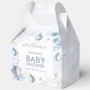Blue Snowflake Flower Winter Baby Shower Welcome Favour Box