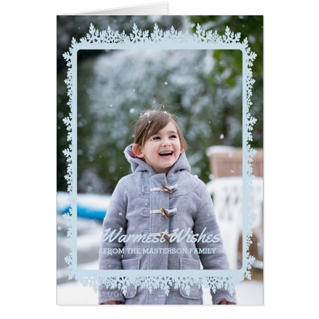 Blue Snowflake Frame Holiday Photo (Front)