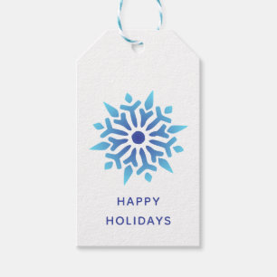 Blue Snowflake Happy Holidays Gift Tags