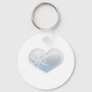 blue snowflake heart key ring