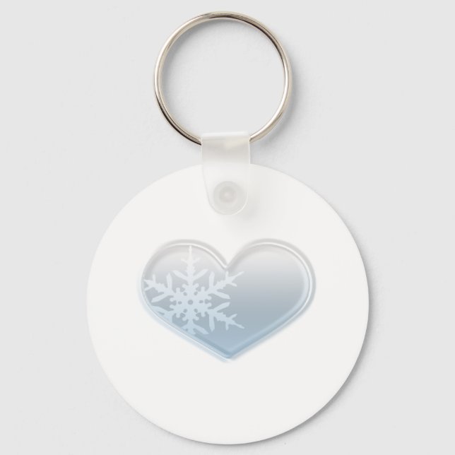 blue snowflake heart key ring (Front)