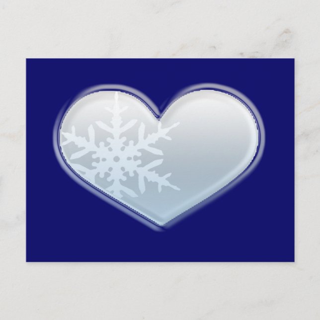 blue snowflake heart postcard (Front)