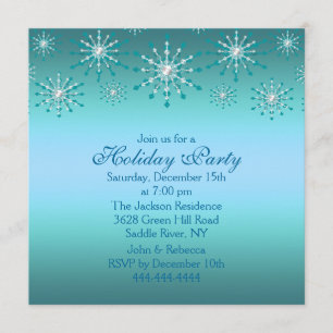 Blue Snowflake Holiday Party Invitation