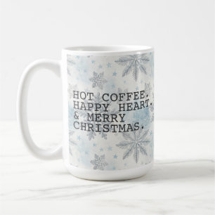 Blue Snowflake Hot Coffee Merry Christmas Mug