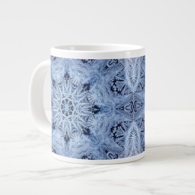 Blue Snowflake Jumbo Mug (Front Left)