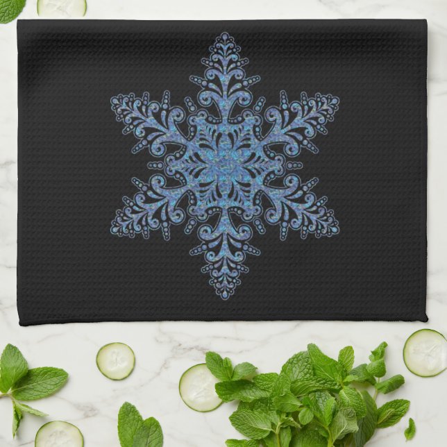 Blue Snowflake Kitchen Towel (Folded)