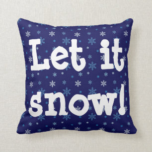 Blue Snowflake "let it snow" pillow