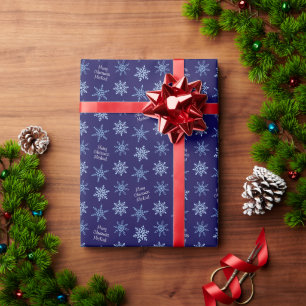 Blue Snowflake Merry Christmas Wrapping Paper