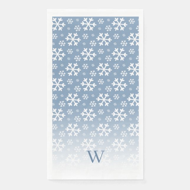 Blue Snowflake Monogram Napkin (Front)