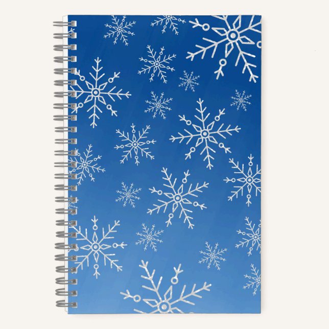 Blue Snowflake Notebook – Winter Aesthetic Journal (Front)