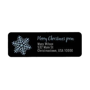 Blue Snowflake on Black Background Christmas