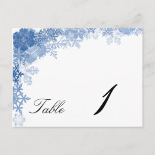 Blue Snowflake on White Wedding Table Number Postcard
