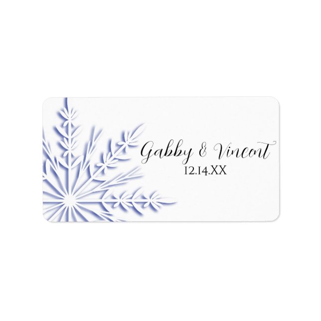 Blue Snowflake on White Winter Wedding Favour Tag (Front)