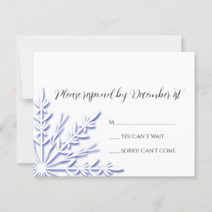 Blue Snowflake on White Winter Wedding RSVP Card