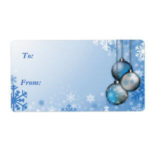 Blue Snowflake Ornaments Gift Tag Label