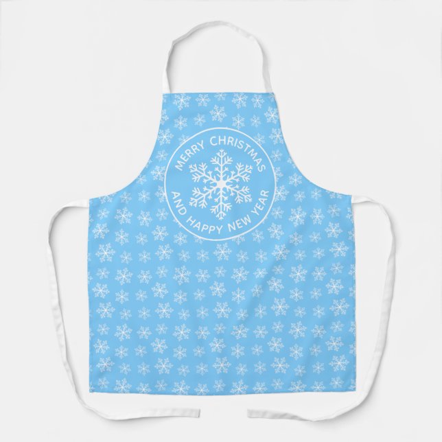 Blue Snowflake Pattern Apron (Front)