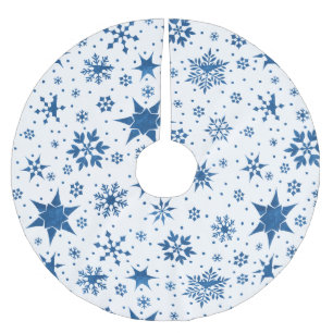 Blue Snowflake Pattern Brushed Polyester Tree Skirt