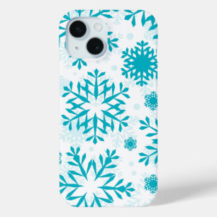 Blue Snowflake Pattern iPhone 15 Case