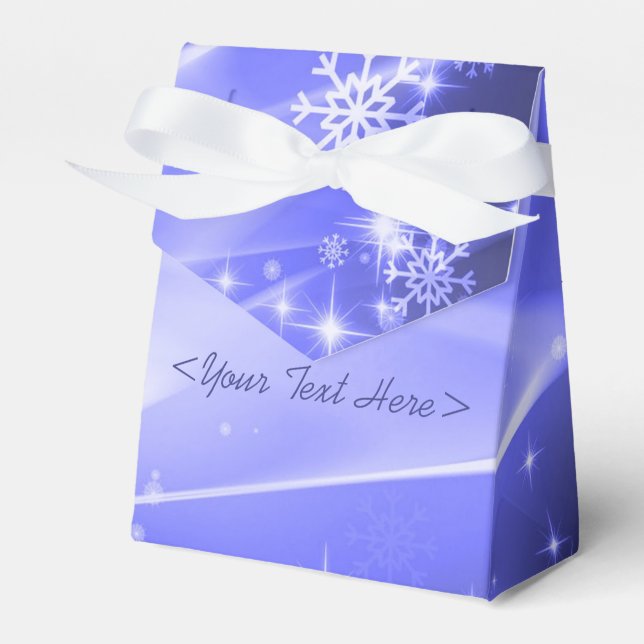 Blue Snowflake Pattern Christmas Favour Box (Front Side)