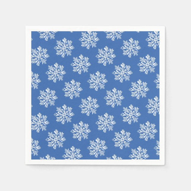 Blue Snowflake Pattern Christmas Holiday  Napkin (Front)