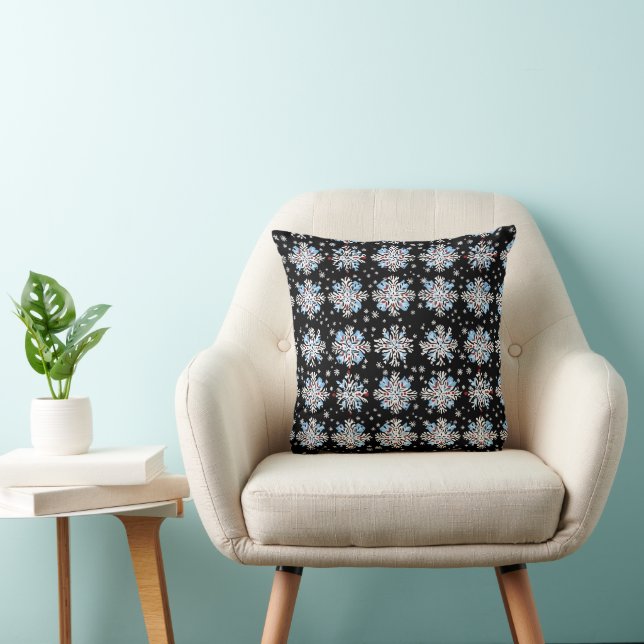 Blue Snowflake Pattern Cushion (Chair)