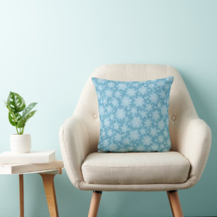 Blue Snowflake Pattern Cushion
