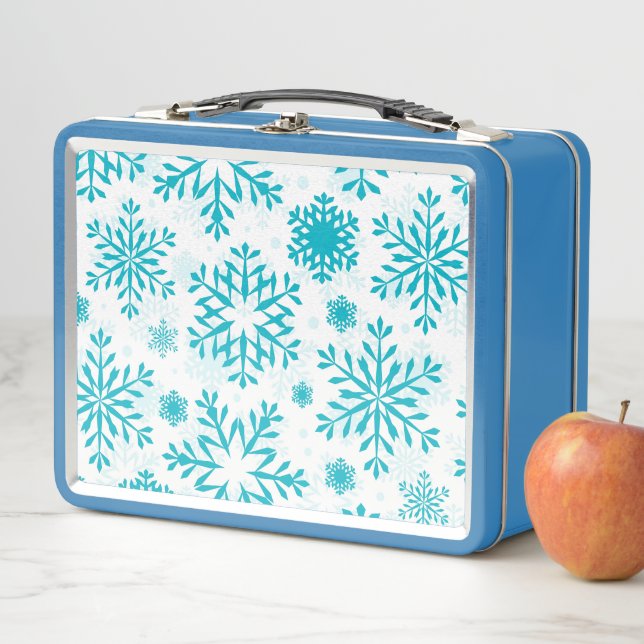 Blue Snowflake Pattern Metal Lunch Box (In Situ)