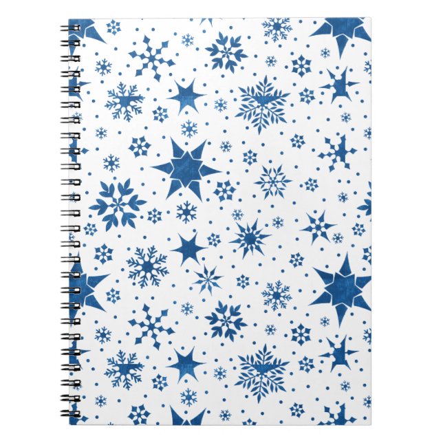 Blue Snowflake Pattern Notebook (Front)