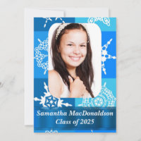 Blue snowflake pattern photo graduation